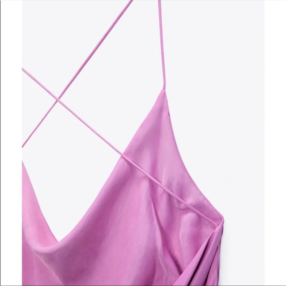 NWT Zara MIDI Satin effect slip dress Size XS - Picture 6 of 9